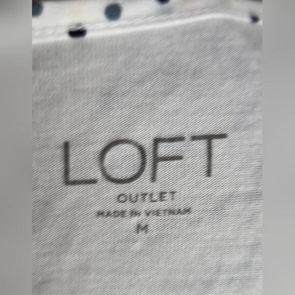 LOFT Women's Sleeveless Blouse Multicolor Polka Dot on White Size M - Picture 7 of 9